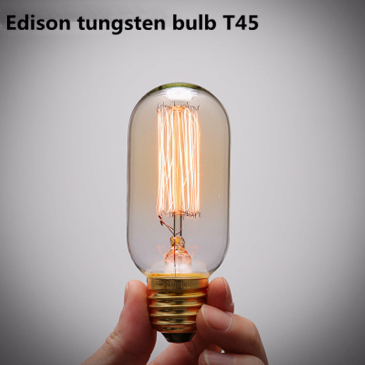 Edison Light Bulb 40W Vintage Antique Light Bulbs Dimmable T45 E26/E27 Tubular Style Bulb for Home Light Fixtures Decorative