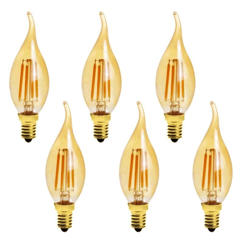 C35 LED Filament Candelabra Light Bulbs E12 E14 Base, 60 Watt Equivalent Chandelier LED Edison Bulbs, Dimmable