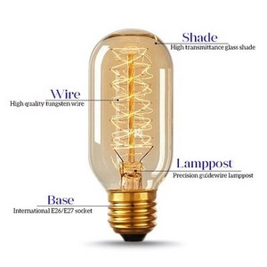 Edison vintage Style Light Bulbs T45 tube shape filament 40w amber glass edison bulb