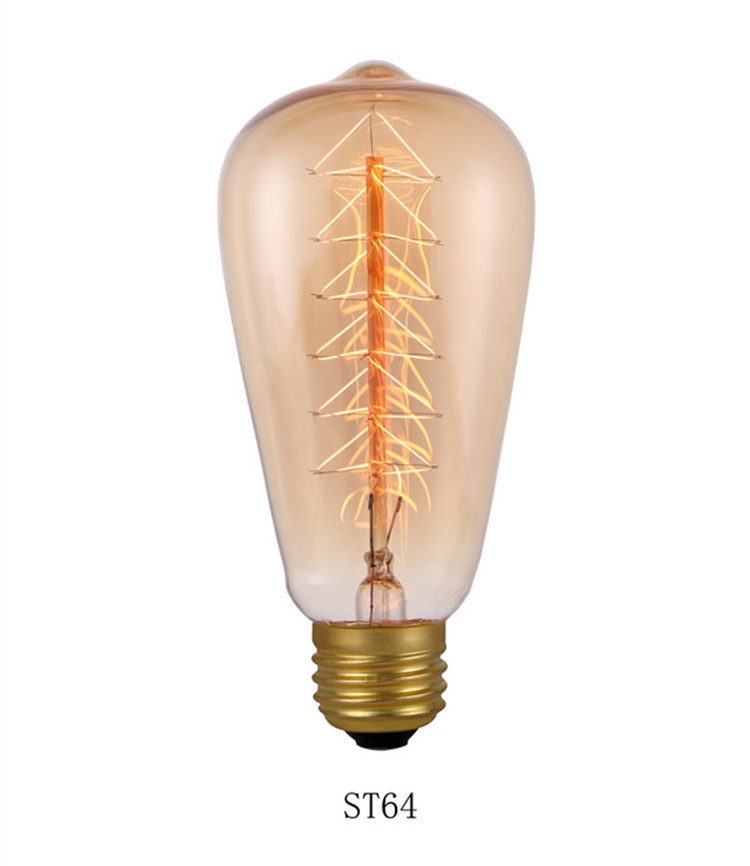 New style amber glass 40 watt ST64 ST58 led vintage edison lamps e27 Tungsten Light Bulbs