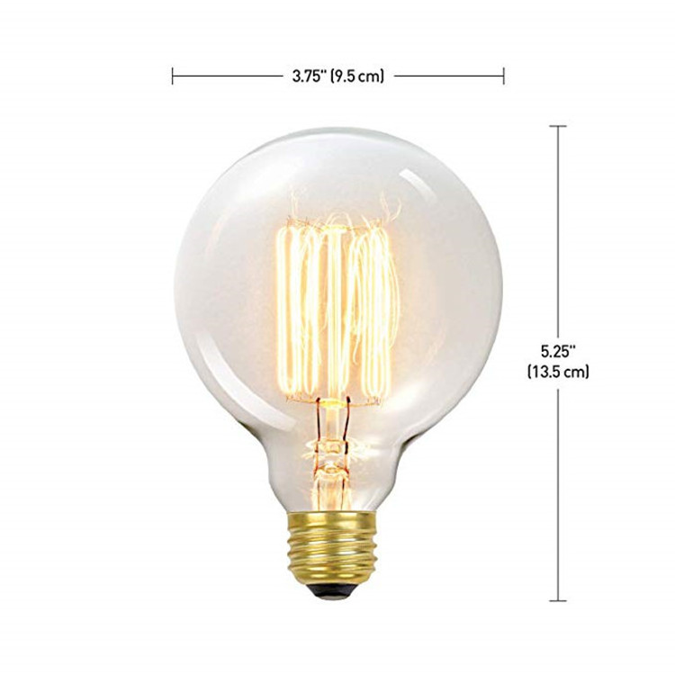 245 Lumens Globe 60W Vintage Edison G30 Tungsten Incandescent Filament Light Bulb With E26 Standard Base