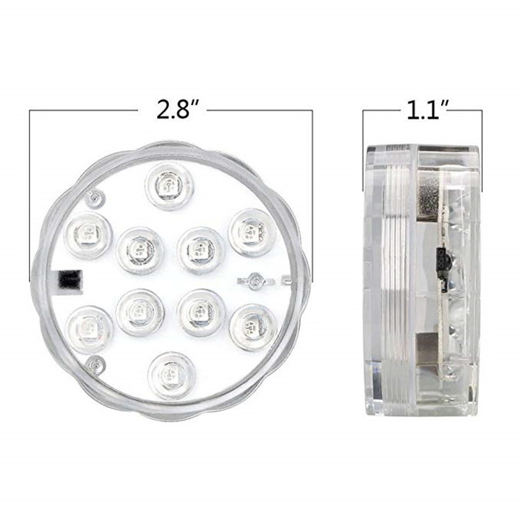 RGB Remote Submersible LED Lights Waterproof IP68 10 LEDs Lighting Decoration for Swimming Pool Fountain Aquarium Hot Tub