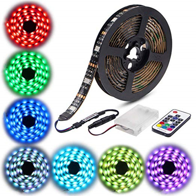 Fast Delivery 5050Led Strip Lights  Battery Powered RGB Waterproof Led Lights with Remote Control Flexible Led Strip Lighting