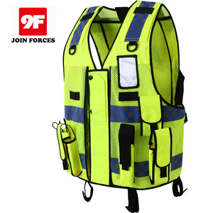 9F  Construction mesh reflective safety vest with multi pockets