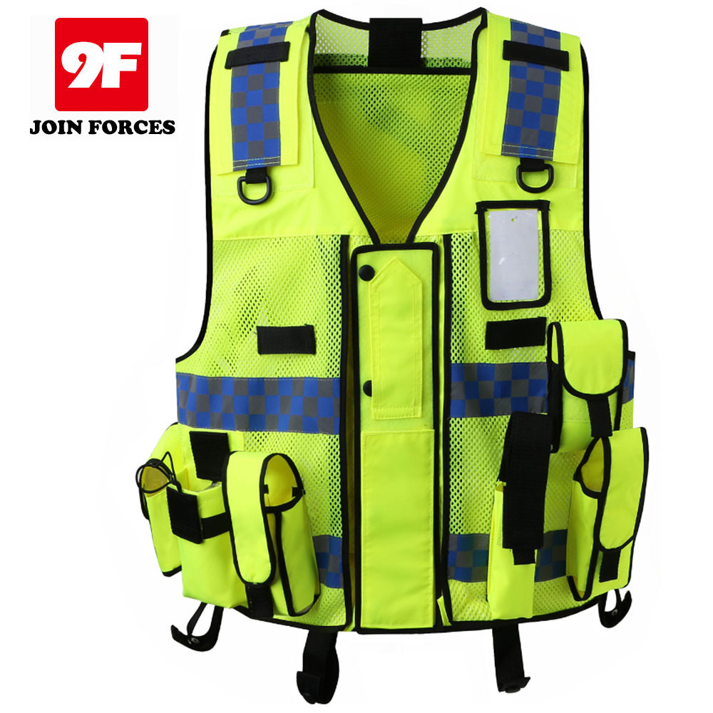 9F  Construction mesh reflective safety vest with multi pockets