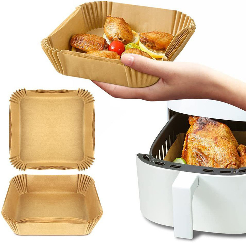 7.9inch square Air Fryer Paper Liners, 100PCS Non-Stick Parchment Paper, oil Resistant Air Fryer liners