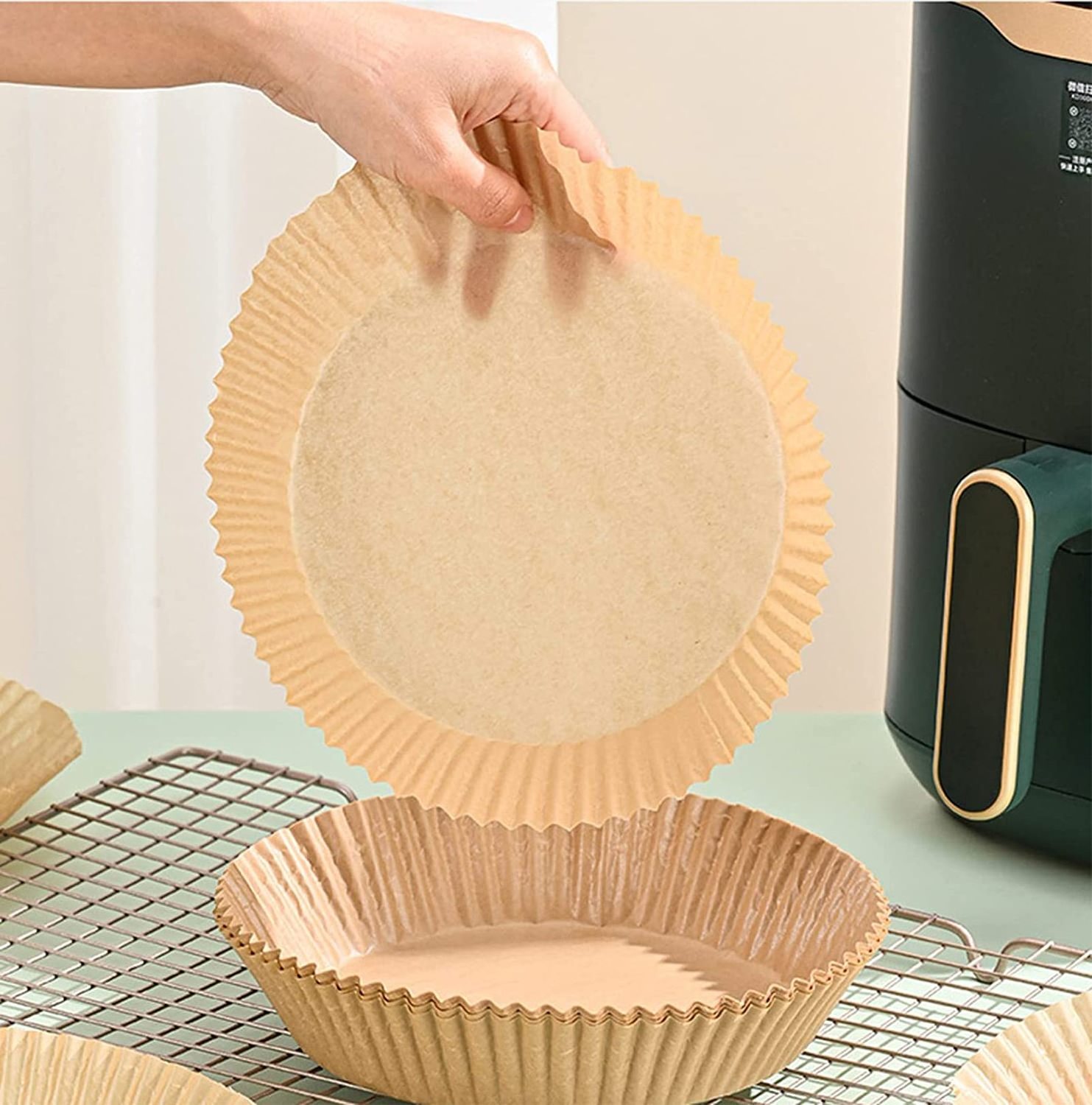 16cm 50pcs airfryer paper Round Disposable Non-Stick Air Fryer Parchment Paper Liners