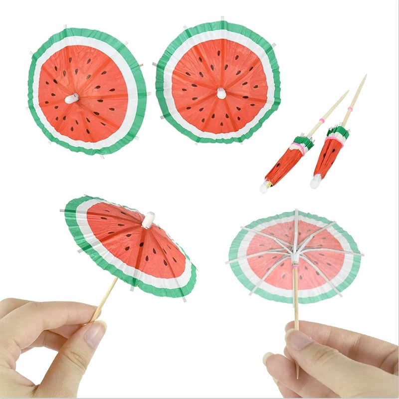 100 pcs Watermelon Umbrella Picks Cocktail Umbrella toothpick