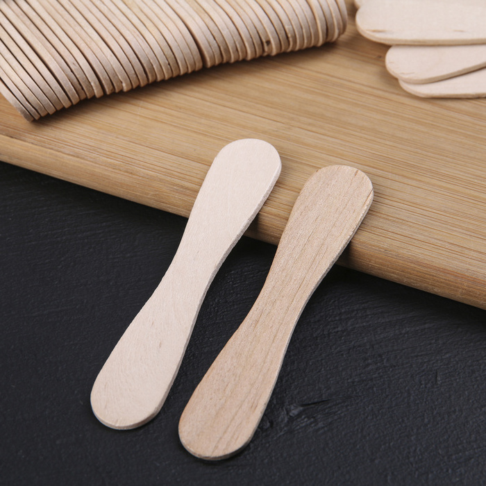 Wrapped 125*10.7-22*1.6 MM Wooden Ice Cream Spoons for Tasting Sampling Crafts