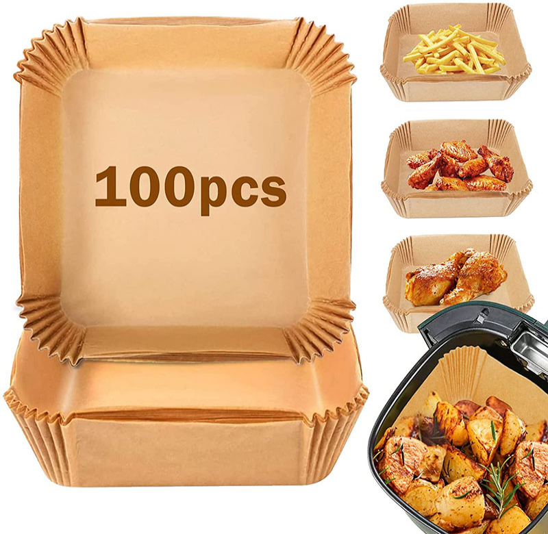 100 Pcs Square Air fryer Parchment Cooking Non-Stick air fryer Liner Accessories, Oilproof paper for air fryer