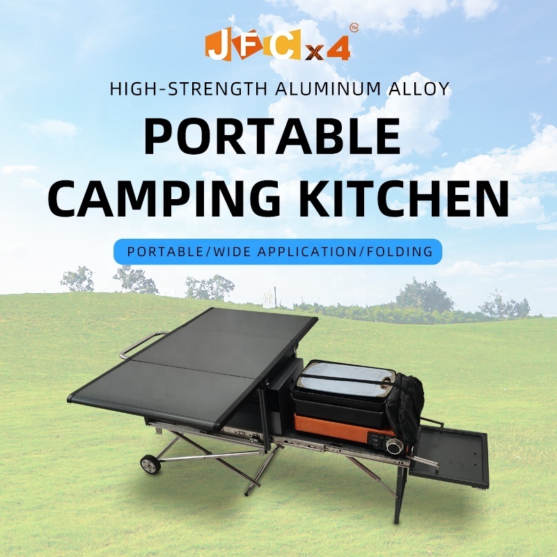 JFC-4055 outdoor mobile foldable folding al aluminum sliding portable camp camping kitchen