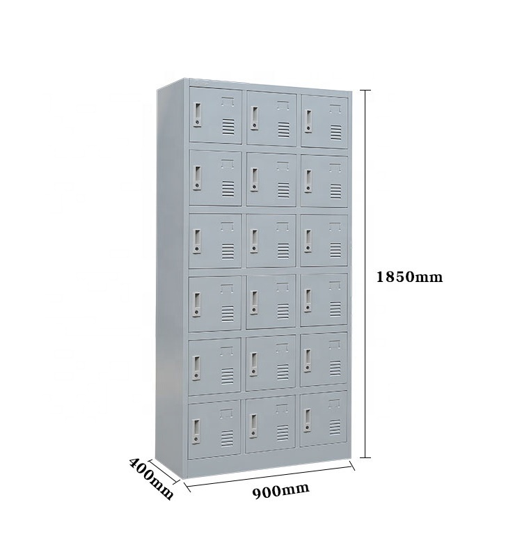 JF-3B6A 18 doors steel school gym employee wardrobe metal clothes storage locker for changing room