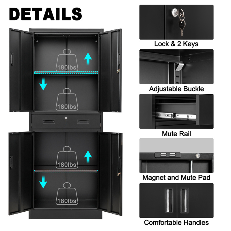 Metal storage cabinet 4 doors file cabinet with 2 drawer 4 doors steel filing cabinet office furniture office cupboard