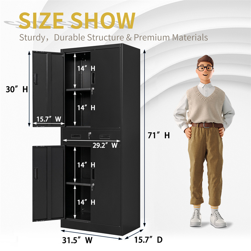 Metal storage cabinet 4 doors file cabinet with 2 drawer 4 doors steel filing cabinet office furniture office cupboard