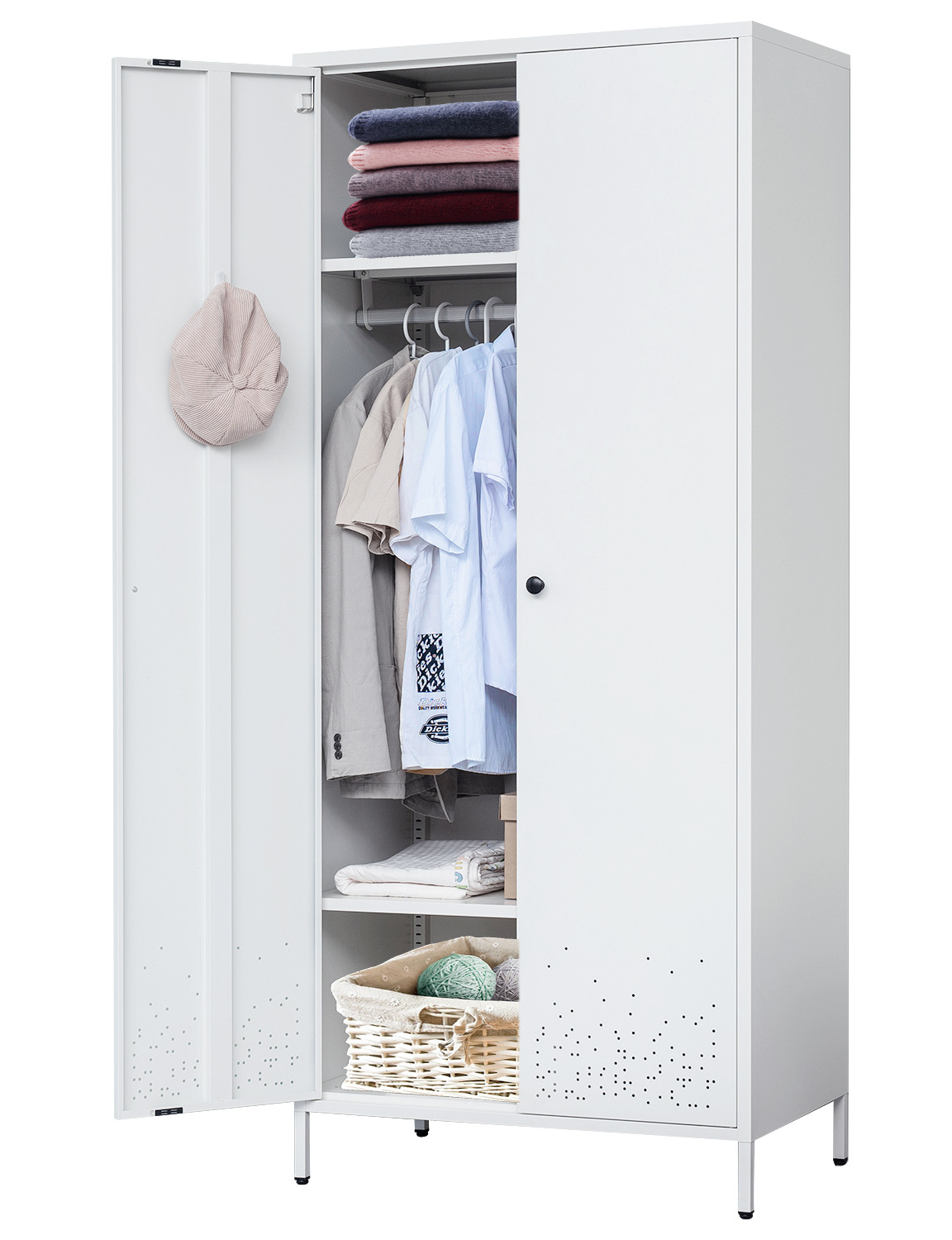 Bedroom Furniture Steel Storage Cabinet 2 door Cupboard Metal Clothes Cabinets Wholesale Wardrobes