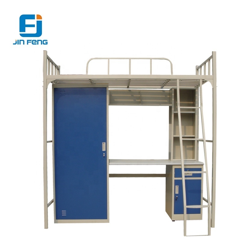 Heavy Duty Metal Frame Bunk Beds Student Bunk Bed with Desk and Wardrobe JF-B012 Modern Appearance Bunk Bed