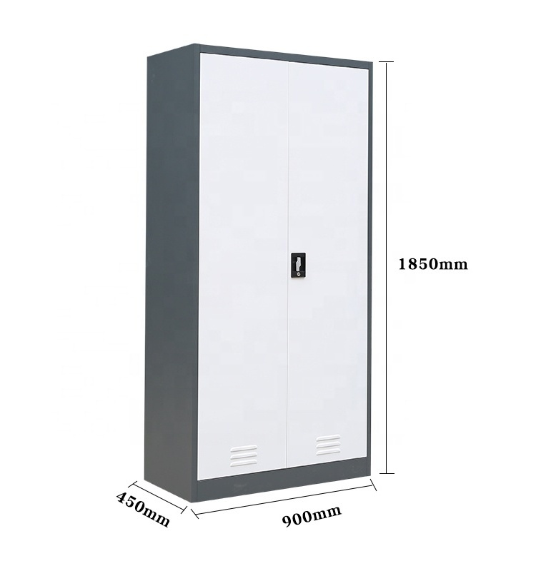 Cheap Grey Color Two Doors Steel Clothes Wardrobe Steel Wardrobe Price