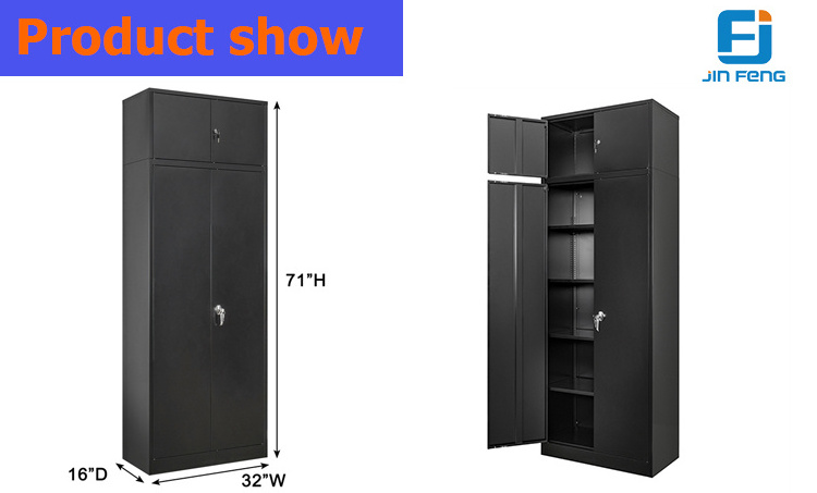 Customized 2 Doors Office Metal Storage Cabinet With Roof Steel Cupboard Metal Cabinet Filing Cabinet With 5 Shelves