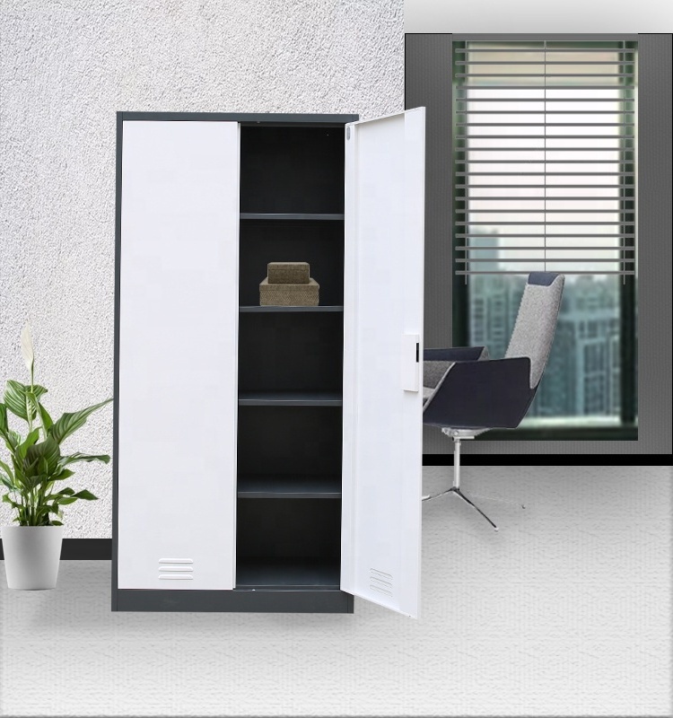 Cheap Grey Color Two Doors Steel Clothes Wardrobe Steel Wardrobe Price