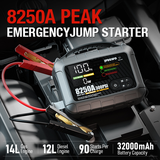 Car jump 32000mAh Portable Jumper Starter with air compressor 8250A Emergency Battery Booster Charger