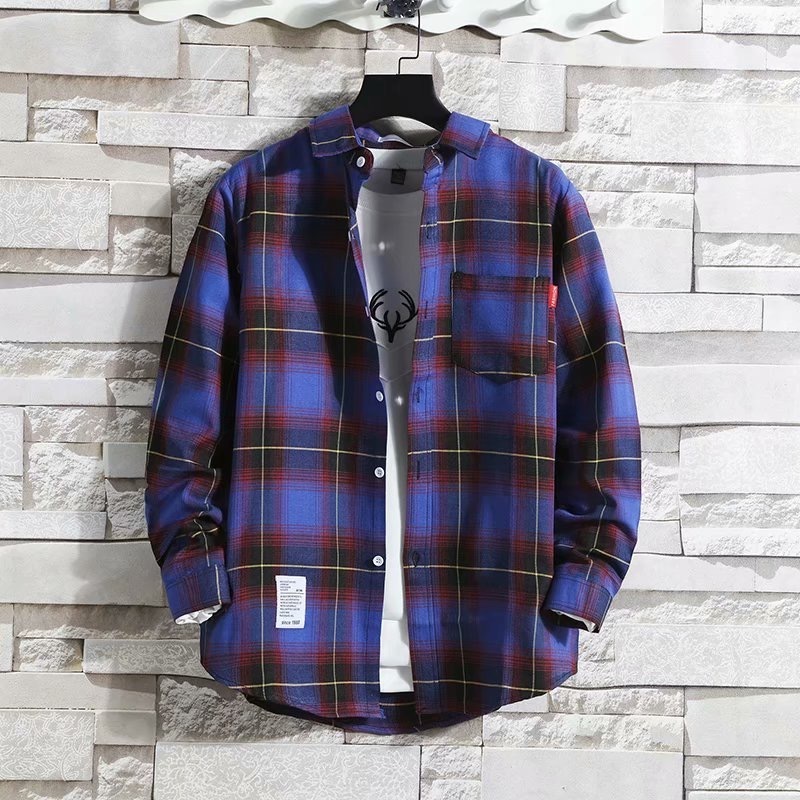 Casual Long Sleeve Button Up Men's Shirt Custom Lumber jack Flannel shirt customize logo