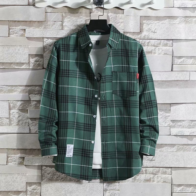 Casual Long Sleeve Button Up Men's Shirt Custom Lumber jack Flannel shirt customize logo