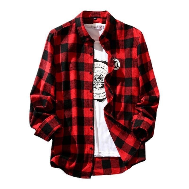 Casual Long Sleeve Button Up Men's Shirt Custom Lumber jack Flannel shirt customize logo