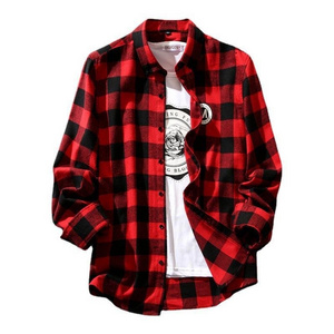 Casual Long Sleeve Button Up Men's Shirt Custom Lumber jack Flannel shirt customize logo