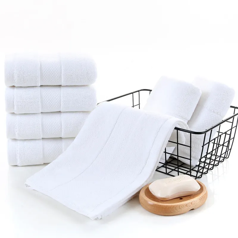 eco friendly 5 star hotels 100% cotton plain white customized logo cotton luxury hotel bath towels