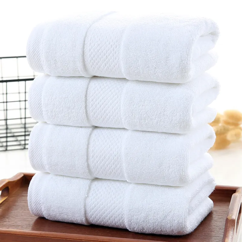 eco friendly 5 star hotels 100% cotton plain white customized logo cotton luxury hotel bath towels