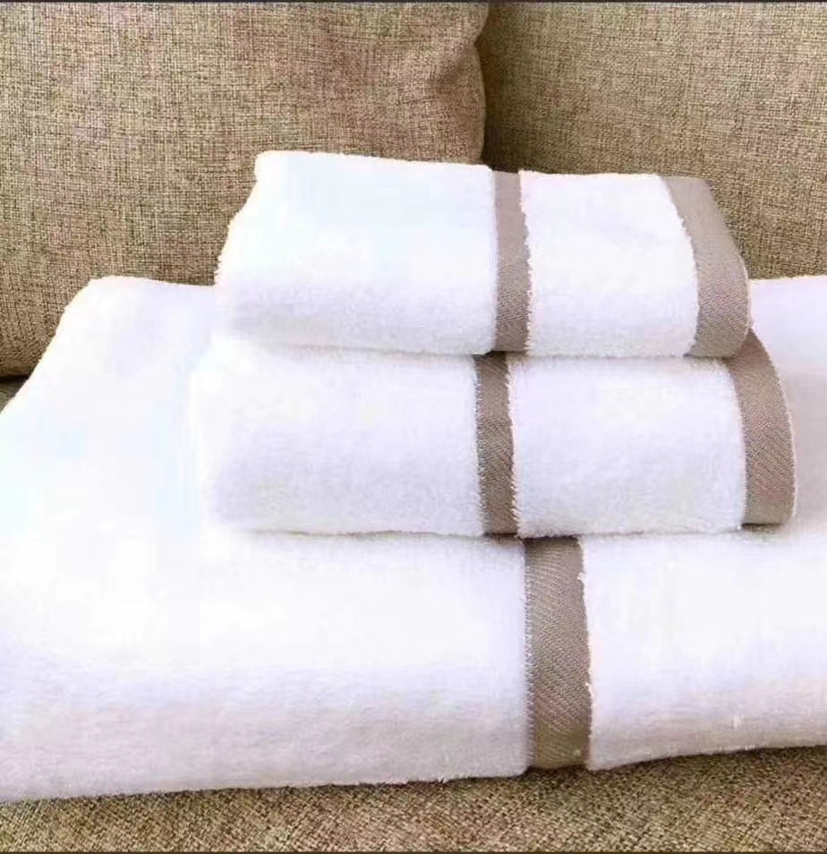 eco friendly 5 star hotels 100% cotton plain white customized logo cotton luxury hotel bath towels