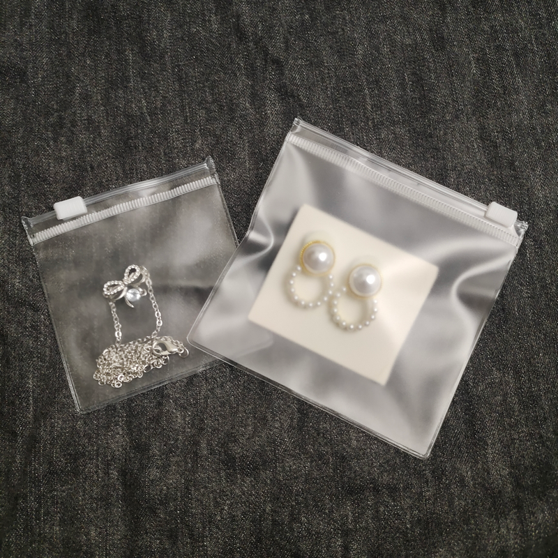 Custom Printed Logo Small Plastic Frosted/Clear Ziplock Zipper Pvc Poly Bags Zip Lock For Earring Necklace Jewelry Packaging