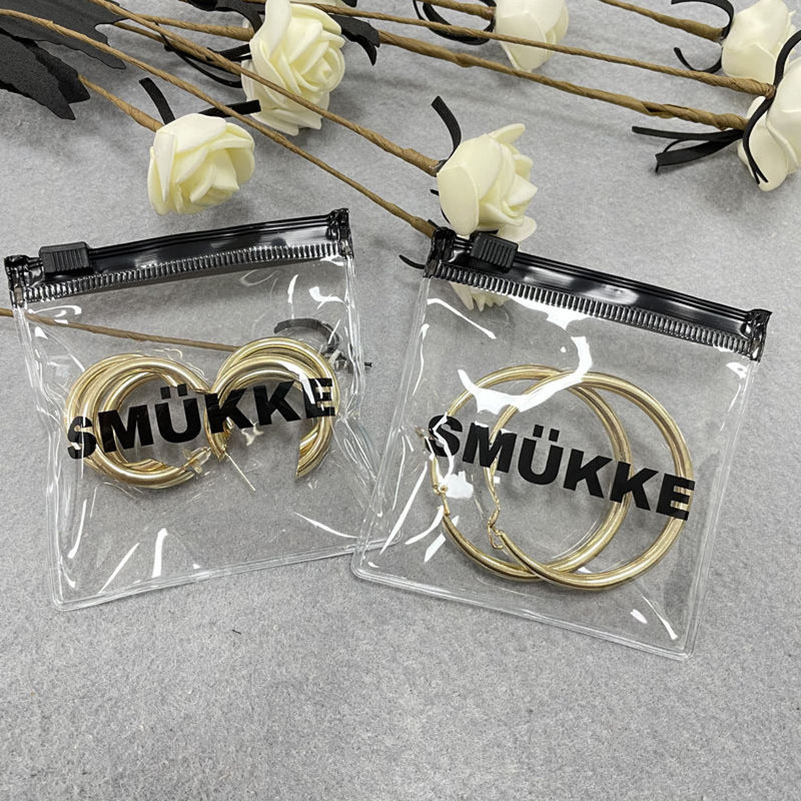 Luxury Small Plastic Bags For Jewelry Custom Printed Ziplock Zipper Bags With Logo Mini Clear Frosted Packaging Pouch Jewelry