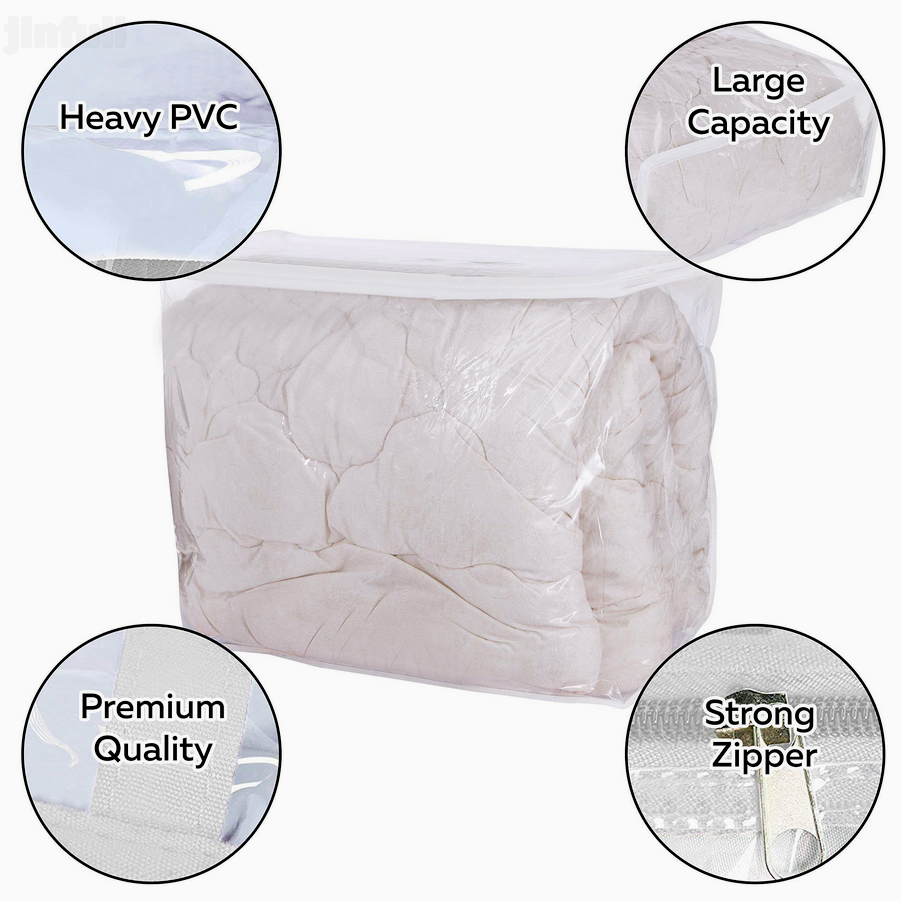 foldable recyclable clear PVC blanket Bag zipper bag Comforter Bedding Organizer Transparent Moving vinyl clothes storage bags