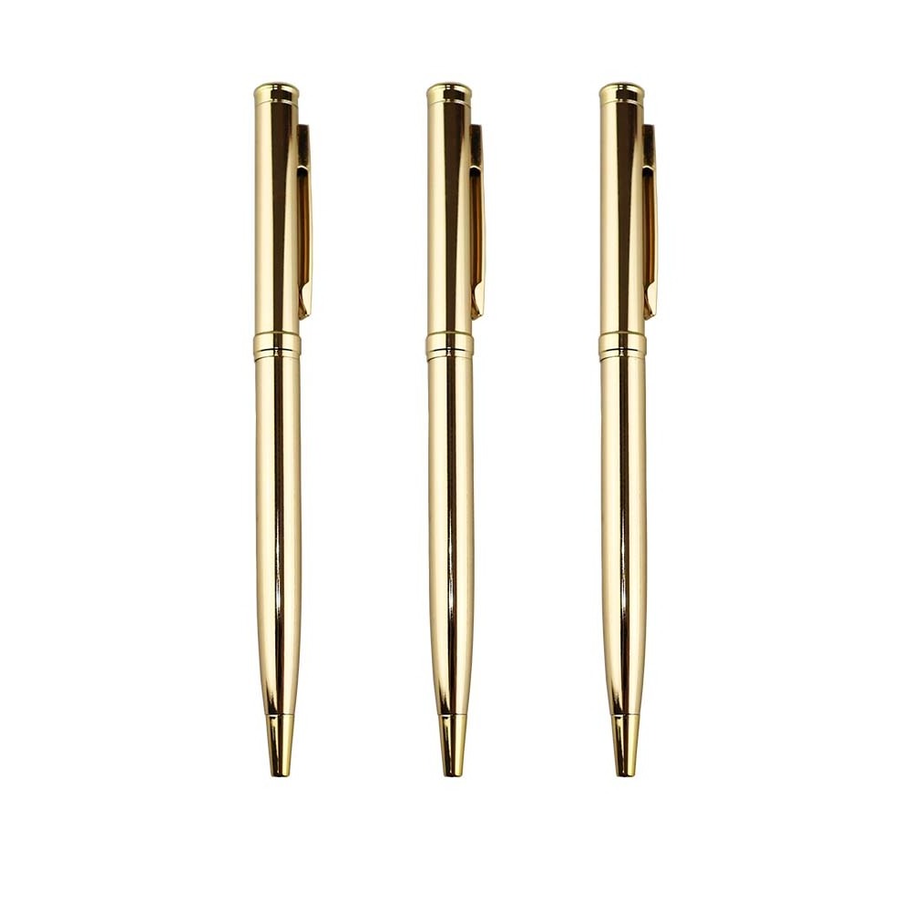 GemFully office supplies rose gold stainless steel pen metal slim pens with logo