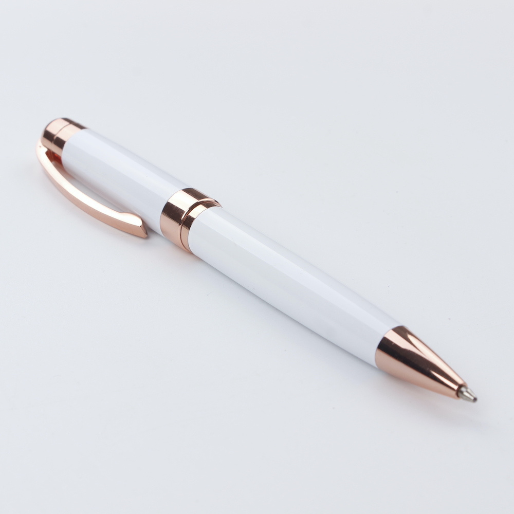 GemFully New design Corporate Business Customized Souvenir  luxury white metal ball pen gift set