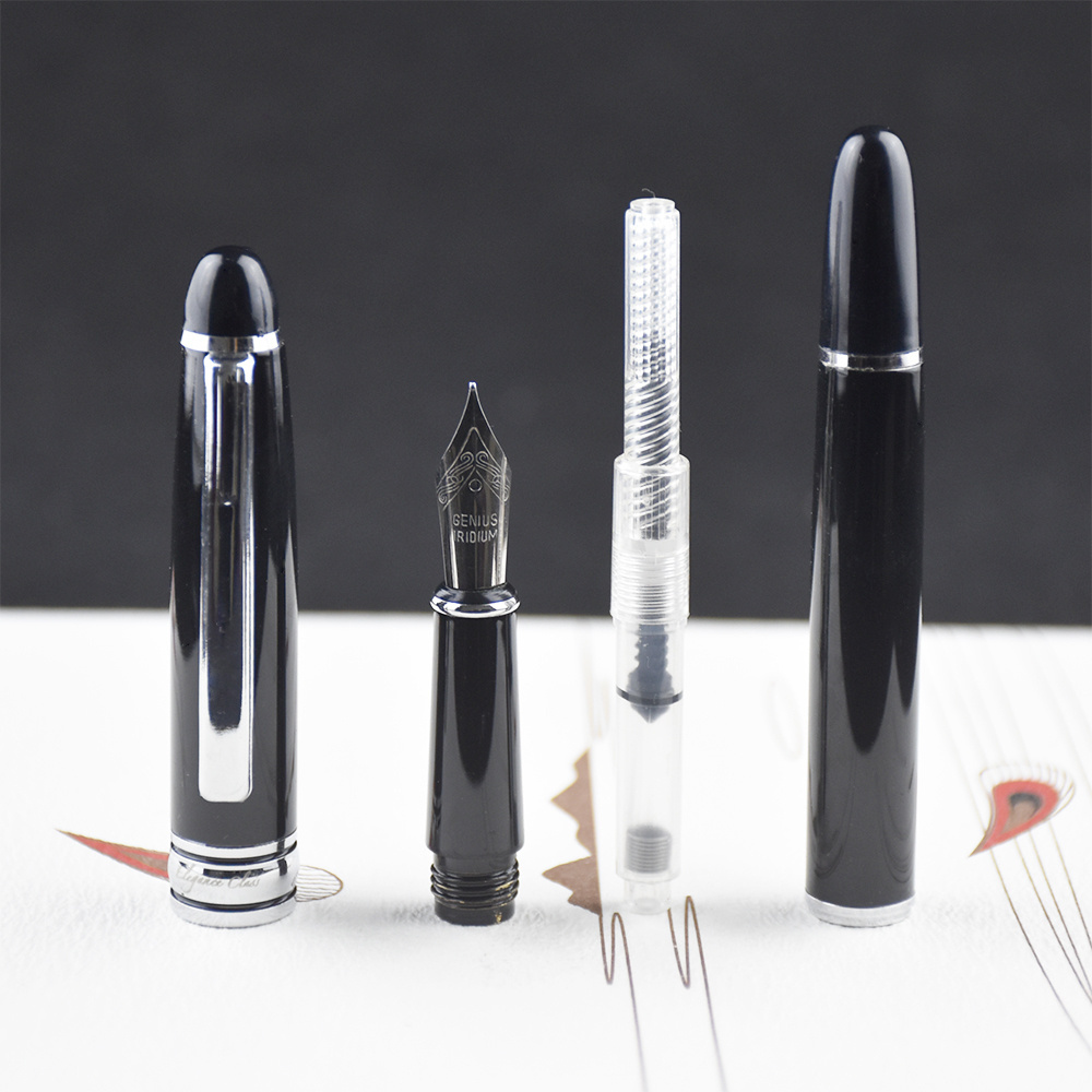 classic design eco metal fountain pen black matte fountain pen with cartridges and converter