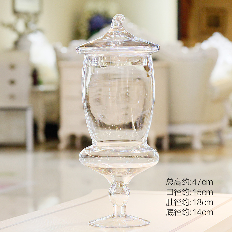 Candy Jars with Lid Goblet Decorative Glass Food Storage Bottles & Jars Carton Packaging Clear European Style Polished Blow J&F