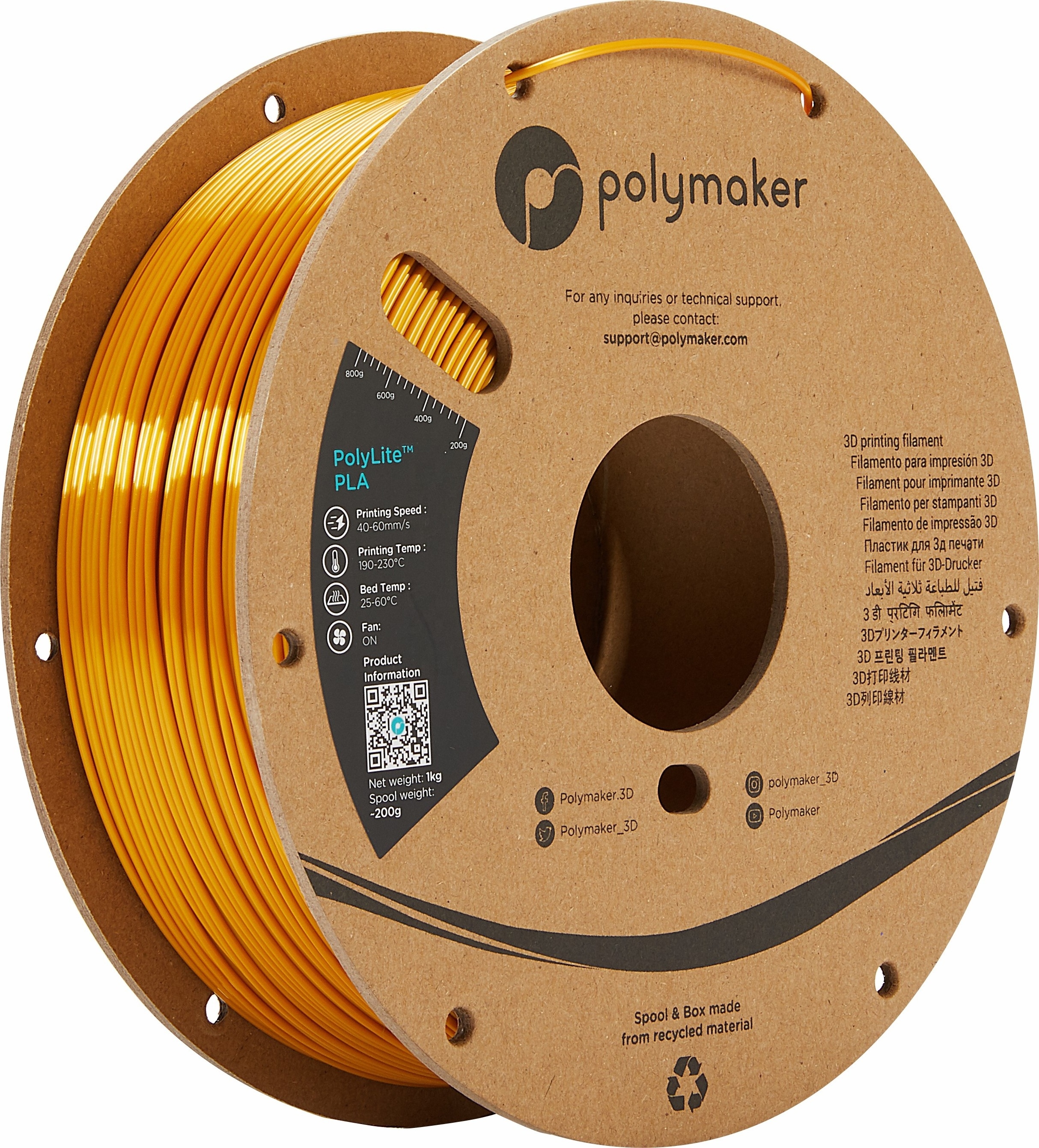 2024 New Arrival Shiny Prints Reliably Shiny 1kg /1.75mm Polymaker PolyLite Silk 3D Printing PLA Filament