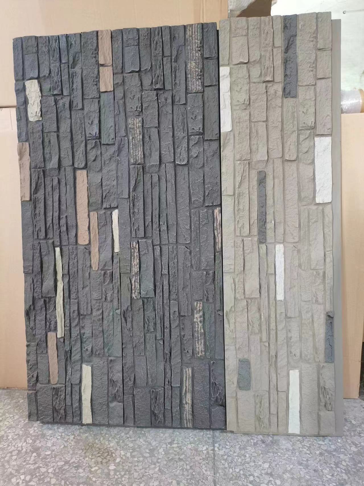 Waterproof lightweight PU faux stone wall panel polyurethane interior and exterior 3D cultural stone Big Rock Stone Brick veneer