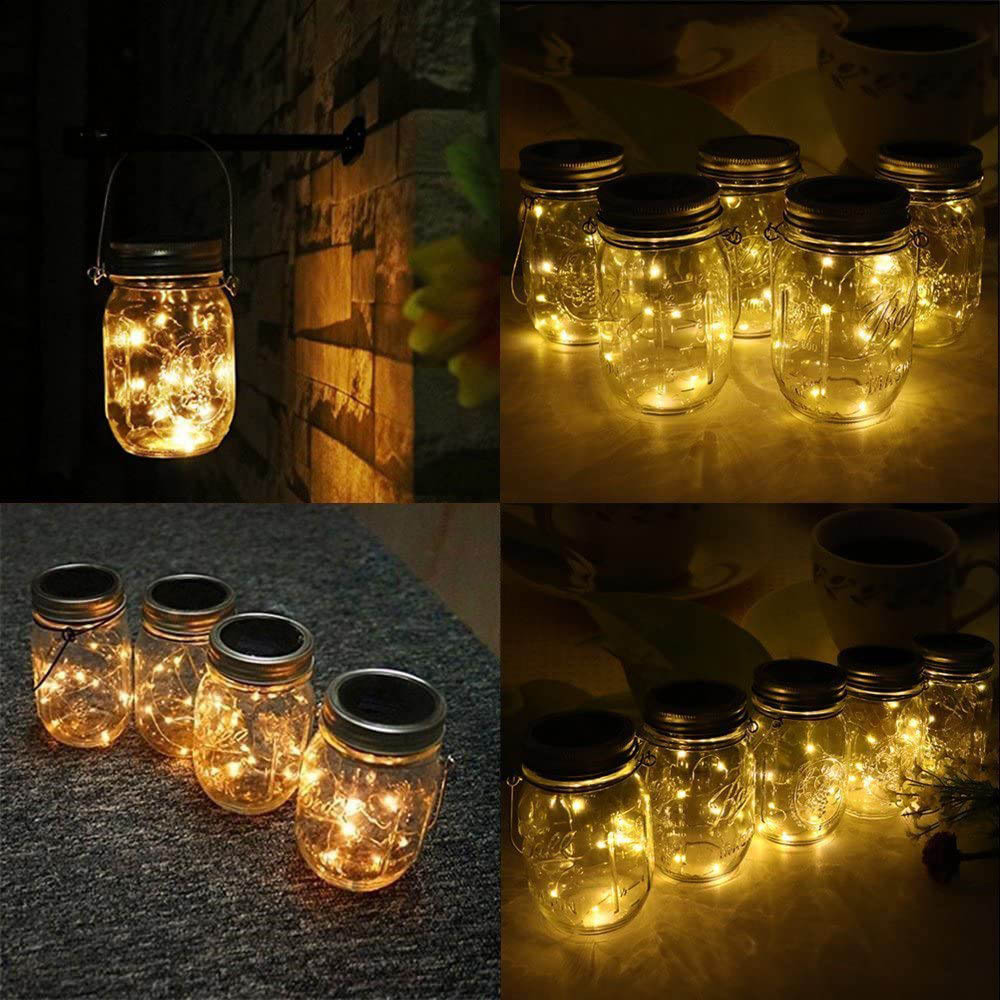 Hot sale Mason Jar Solar LED lights lantern outdoor waterproof led Hanging  decorative garden 20 led