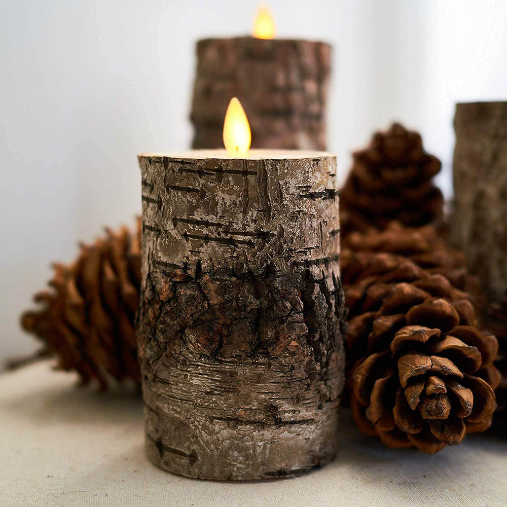 Birch Real Wax  Flameless Candles With Moving Flame Battery Operated Flickering LED Pillar Candles with 10 Key Remote Timer