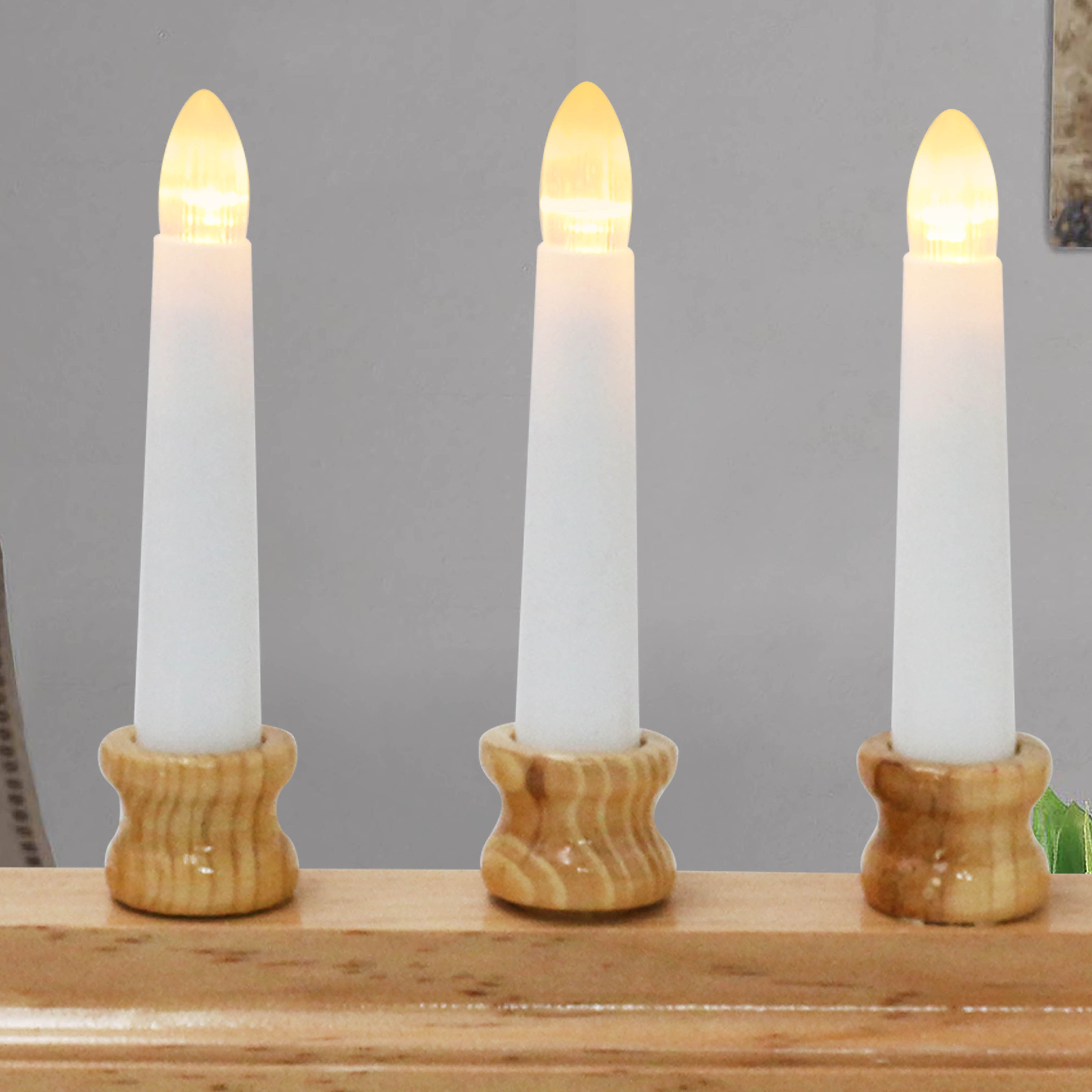 Rechargeable  Wooden Tea Light Candleholders with 7 plastic led candles