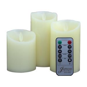 Flameless Led Candles, 4" 5" 6" Set of 3 Real Wax Pillars, Include Realistic Dancing LED Flames and 10-Key Remote Control