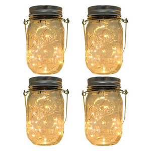 Hot sale Mason Jar Solar LED lights lantern outdoor waterproof led Hanging  decorative garden 20 led