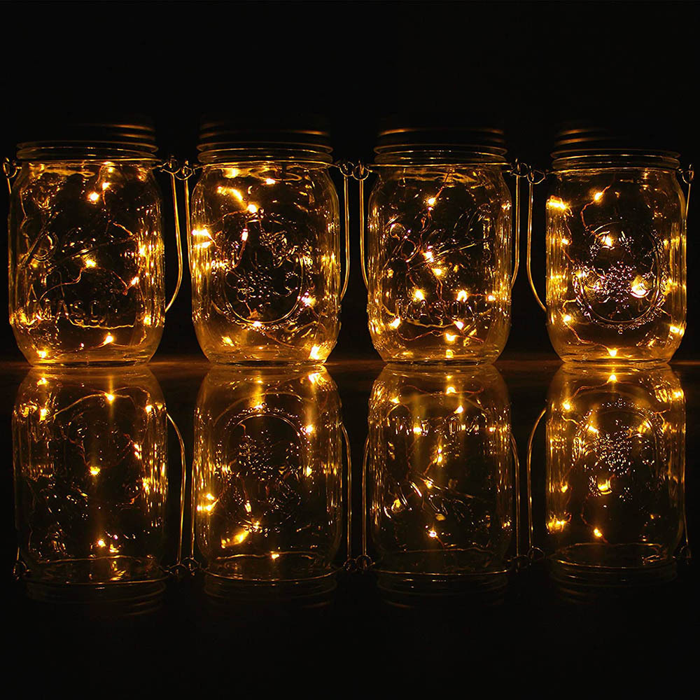 Hot sale Mason Jar Solar LED lights lantern outdoor waterproof led Hanging  decorative garden 20 led