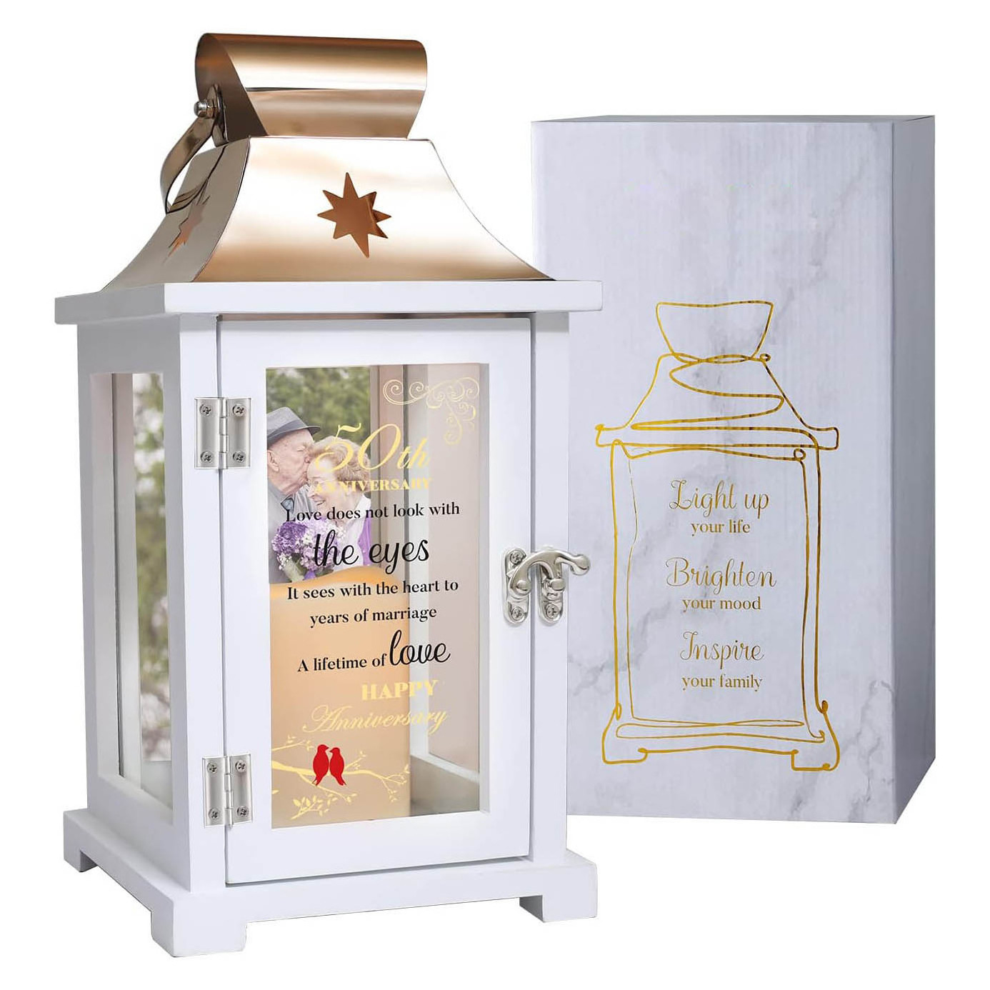 50th Wedding Anniversary Lanterns With Led Candle for Couple /Parents/ Wife/ Husband