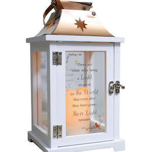 Hotsell Vintage Wooden Memorial Lantern Decorative With Flickering LED Candle for Loss of Loved One