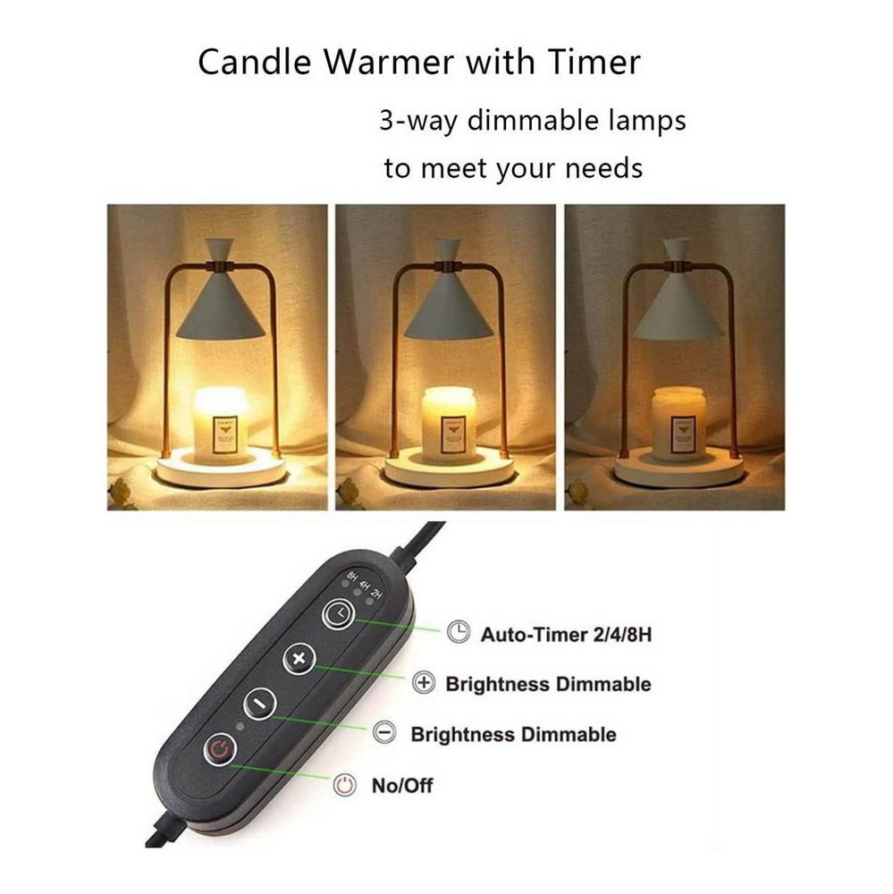 Wax Melt Lamp With 2 Bulbs Electric Candle Heater With Timer Dimmable Candle Light Melter  Home Decoration Scented Candle Holder