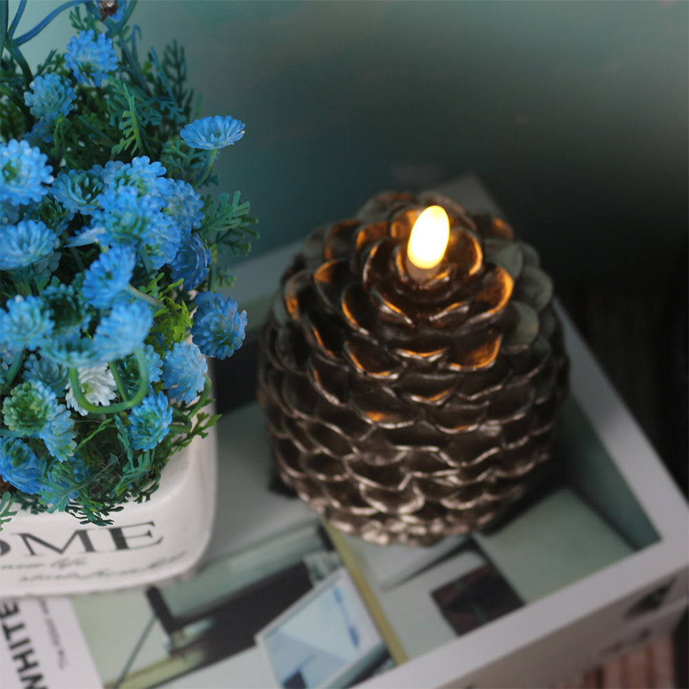 Flameless Elegant Christmas pinecone Led Candle Light